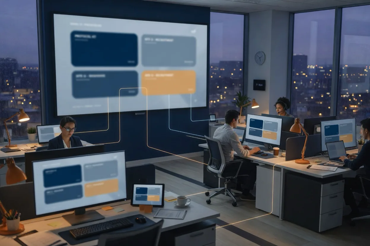 Connected workstations collaborating through one system in a clinical research operations hub